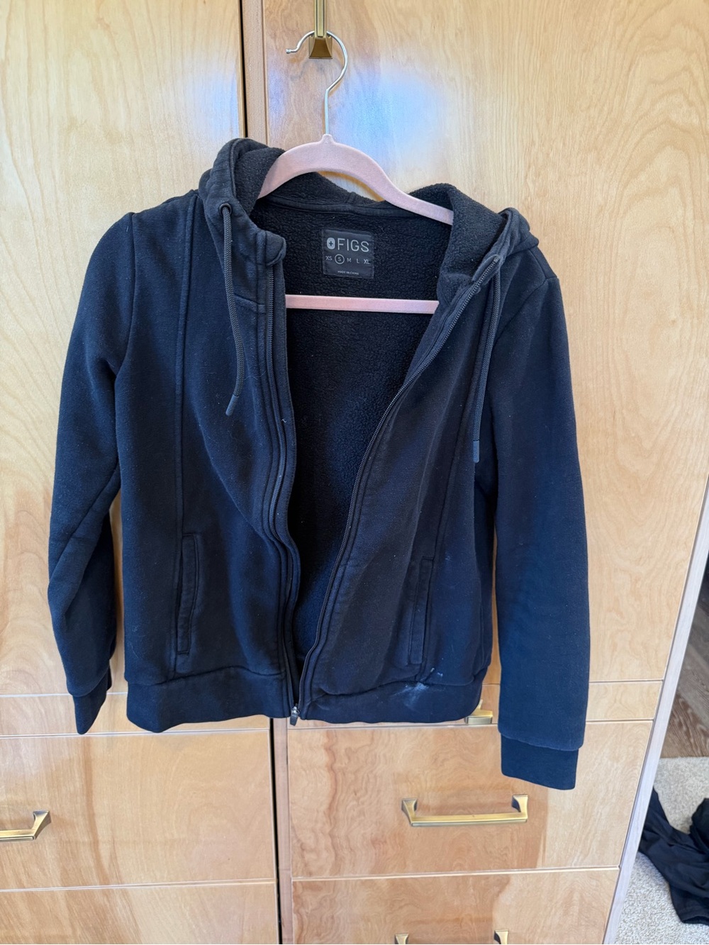 Figs Black Zip Hoodie Jacket